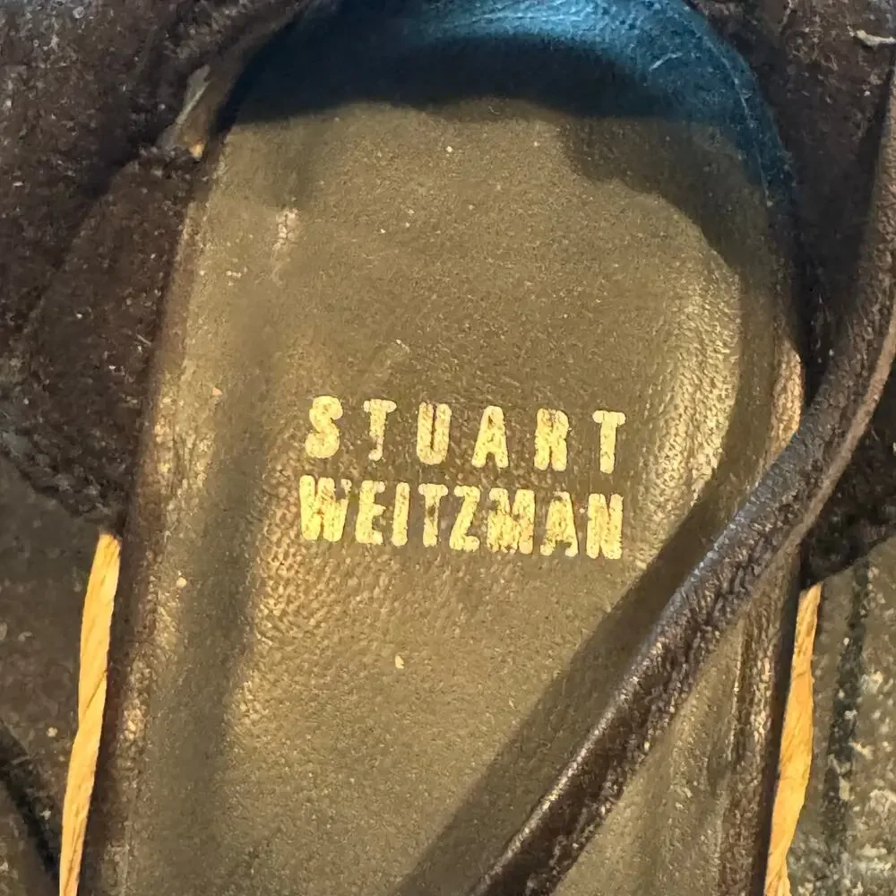 Stuart Weitzman Size 8 Black Lace Gladiator Lace Up Espadrille Shoes